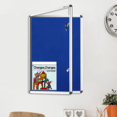 Viz-Pro Tamperproof Lockable Noticeboard Class 1 Aluminium Framed 48X24 Inches #TOP5