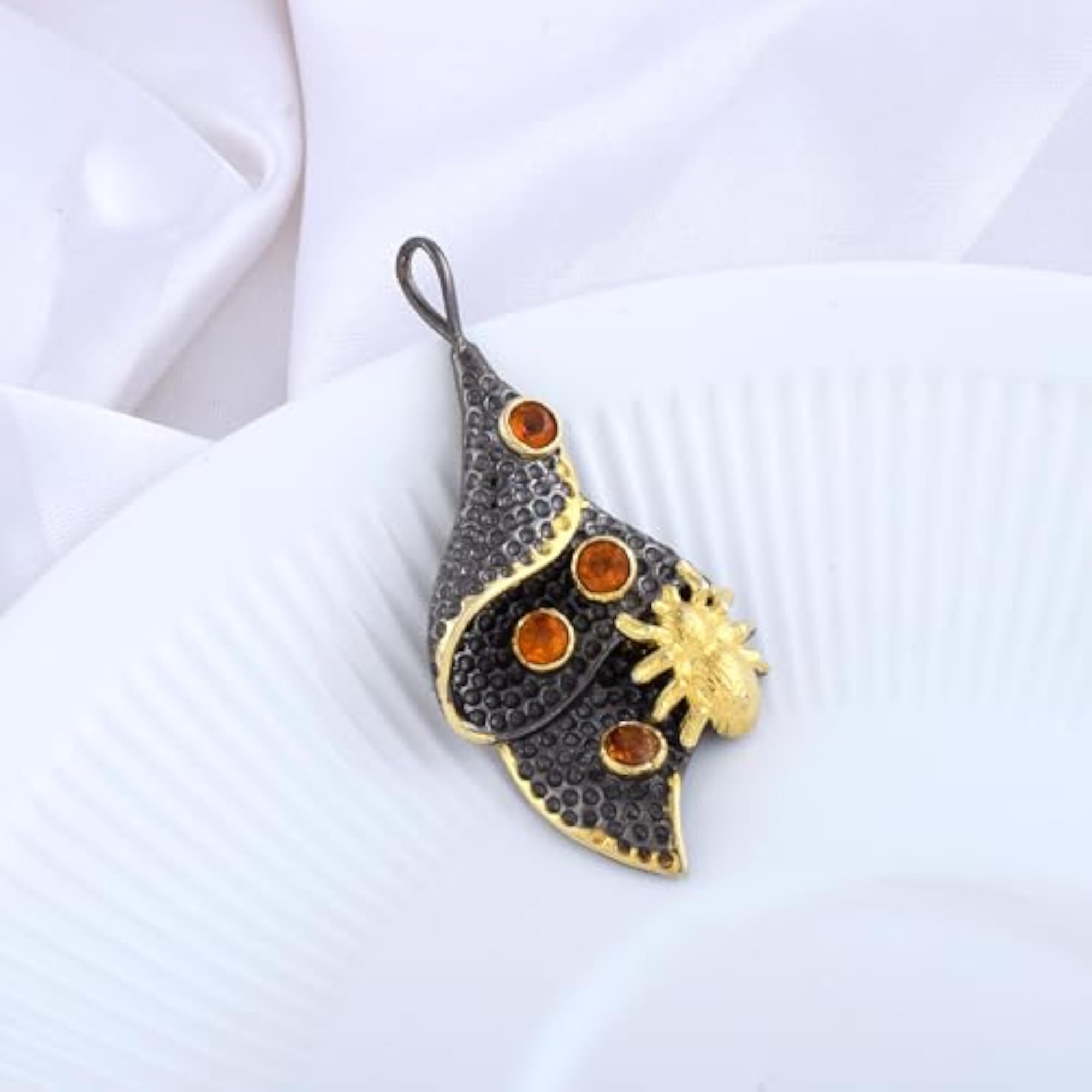 Women's Citrine 925 Sterling Silver Pendant Necklace, Designer Style