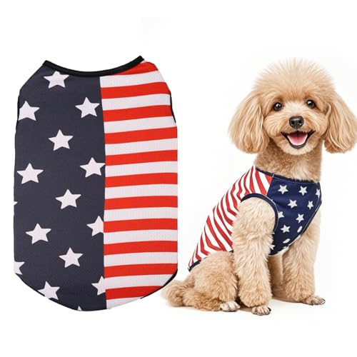 Camiseta para perro con bandera americana, talla M