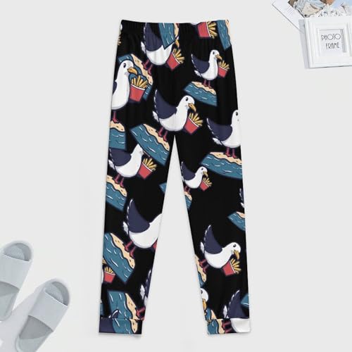 Seagull French Fries Mens Pajama Pants Soft Lounge Pjs Bottoms Lightweight Sleepwear Pants2