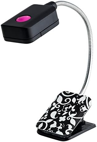 WITHit French Bull Clip On Book Light – Black/White – Square LED Reading Light for Books and eBooks, Reduced Glare, Portable and Lightweight, Cute Bookmark Light for Kids & Adults, Batteries Included