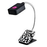 WITHit French Bull Clip On Book Light – Black/White – Square LED Reading Light for Books and eBooks,