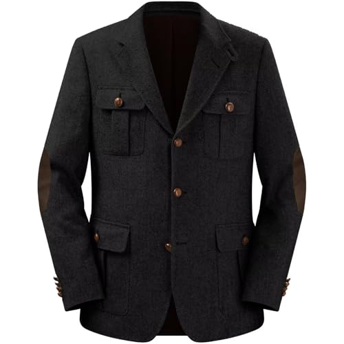 Men's Tweed Knit Casual Blazer Single Breasted Classic Slim Fit Lightweight Modern Jacket Formal Wedding Business