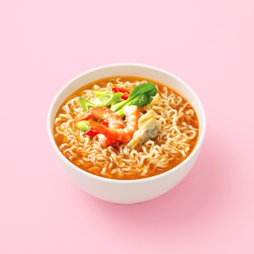 Paldo Fun & Yum Instant Cup Noodle Soup Bowl with Seafood Shrimp Flavored Broth, Pack of 12, Best Oriental Style Korean Ramyun, Most Loved Korean Noodles, 팔도 새우 사발면 86g (3.03 oz) x 12