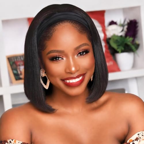 Perruque de cheveux humains courts 25,4 cm AISI QUEENS sans colle pour femme noire