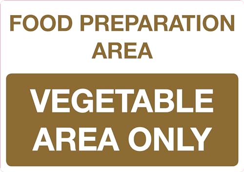 Image of Food Preparation Area Vegetable Only Self-Adhesive Kitchen Sign, 210mm x 148mm