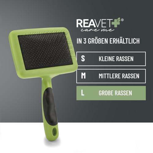 TESTURTEIL SEHR GUT 05/24 ReaVET Hundebürste, Katzenbürste, Zupfbürste für Langhaar Hunde & Katzen I Große Rassen I Entfernt sanft Unterwolle, Verfilzungen & Knoten I Haustier Bürsten
