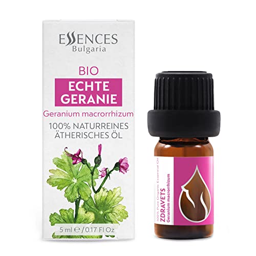 Essences Bulgaria Organic Zdravets Essential Oil 1/6 Fl Oz | 5Ml | Geranium Macrorrhizum | 100% Pure And Natural | Undiluted | Therapeutic Grade | Family Owned Farm | Steam-Distilled | Non-Gmo | Vegan #TOP1