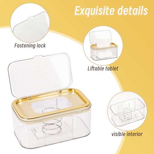 Image of Flenpptly Baby Wipes Dispenser, Large Capacity Wipe Holder, Gold | Wipes Container for Bathroom Keep Wipes Fresh & Easy to Open