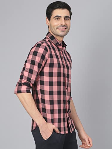 Image of Dennis Lingo Men's Cotton Box Checkered Slim Fit Casual Shirt with Chest Pocket, Full Sleeve Shirt for Formal & Casual Wear