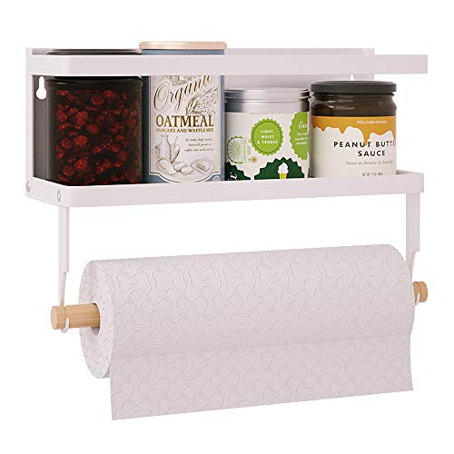 Fridge Spice Rack,Magnet Paper Towel Holder For Kitchen Refrigerator,Storage Shelf with Paper Towel