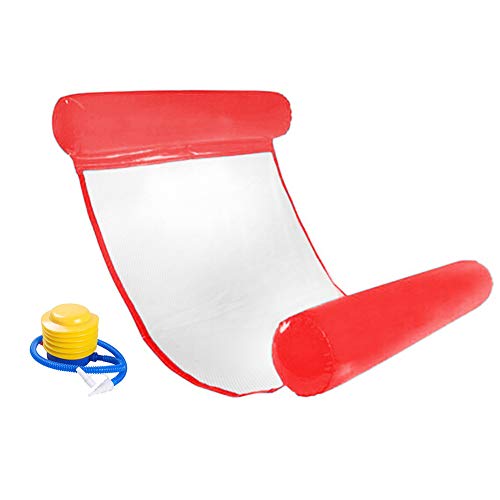 INTVN Opblaasbaar drijvend bed, waterhangmat zwembad luchtbed strandmat lente vlotter zomer outdoor volwassen ligstoel waterbank (rood)