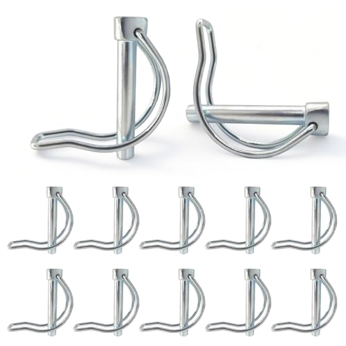 12 Stück Klappsplint D Form 8 x 50mm Sicherungsstift mit Rastverschluss Verzinkt Rohrklappsplinte Klappsplinte 8mm Sicherungssplint für Bauernhof Rasen Gartenarbeit Anhänger Boot