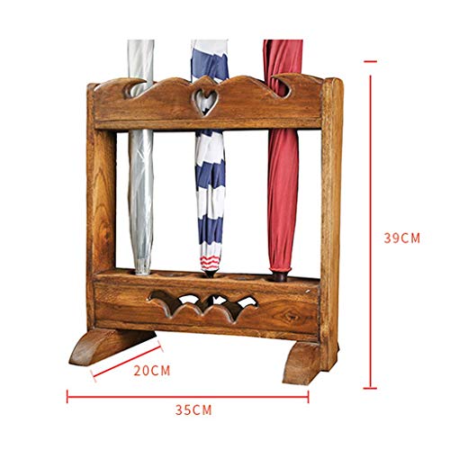 Porte-parapluie en bois rectangulaire vertical support de rangement canne - 3