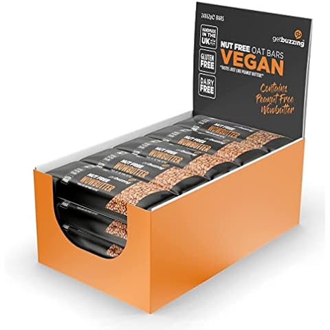 Getbuzzing Nut Free Oat Flapjack - Healthy Snack & Energy Bars - Running, Gym, Cycling - Breakfast Snack - Made in the UK - Wowbutter Pack of 24 Cover
