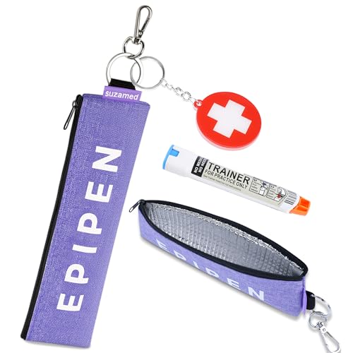 Portable EpiPen Carry Case Insulated Emergency Medical Bag Maintain Med effectiveness Fits 1 EpiPen Asthma Inhaler Auvi-Q Allergy Medication Travel EpiPen Holder for Adults or Kids (Purple)