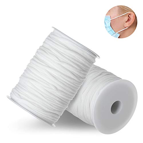Elastic Bands for Sewing 1/4 inch, 25 Yard Elastic String for Masks, Elastic Cord for Masks, White Cord Stretchy Ear Tie Rope Handmade String for Sewing, Making Masks DIY (6 mm White)