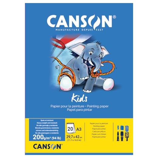 Bloc Encolado, A3, 20 Hojas, Canson Kids Pintura 200g