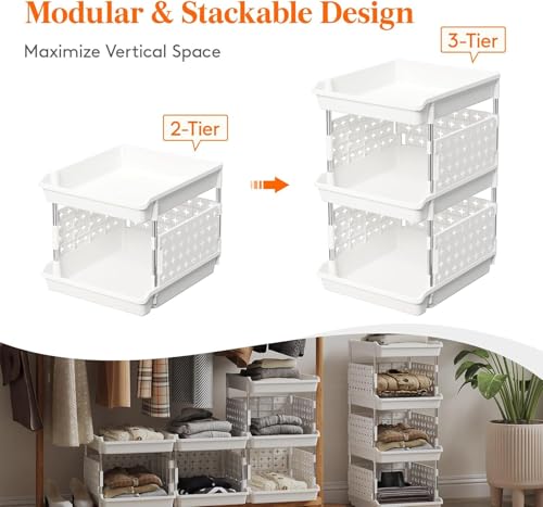 Image of JD Fresh 3 Tier Plastic Storage Drawer Organizer /Stackable Kitchen Organiser Rack /Breathable Design Shelf Storage Stand /Multipurpose Storage Rack for Kitchen, Office, kids room and Pantry (White)