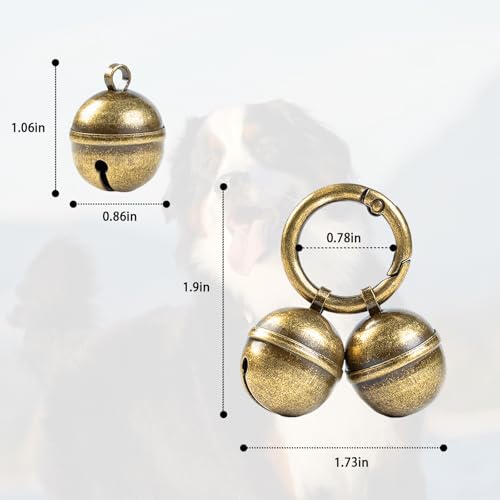 Geehouz Loud Dog Collar Bells, 4 Copper Bells for Large Dogs, Durable Pet Bells Tracker for Outdoor Safety, Pet Tracking, Hiking, Walking (4 Collar Bells)