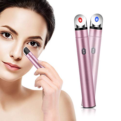 Masseur Yeux Anti Age, PELCAS Masseur Oculaire avec 42 ℃ Massage Chaud et 4 Modes Yeux de Massage Appareil Anti Rides Anti Age Elimine Cernes Poches Rechargeable Rose Cover