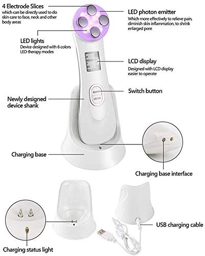 Aparato Facial Ultrasonido Dispositivo de Belleza Ultrasónico,Masajeador Facial de Belleza Multifuncion5 in1, 6 Modos de… - Imagen 3