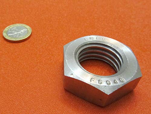 18-8 Stainless Steel Hex Nut 1 1/8"-7 Thread x 1-11/16" W x 36/64" H 3 Pcs