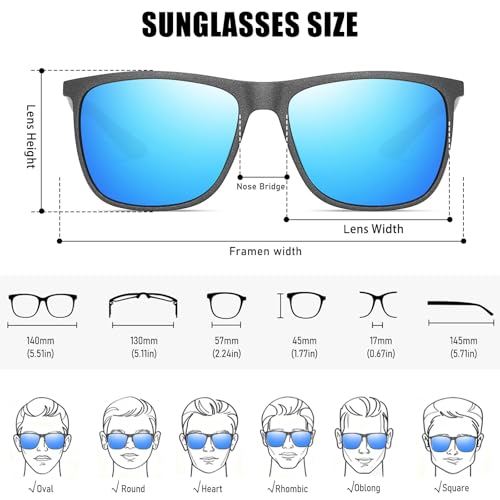 Image of HAOLOTA Polarized Sunglasses for Men Ultralight Carbon Fiber Temple,Square Sunglasses UV400 Protection for Driving /Golf