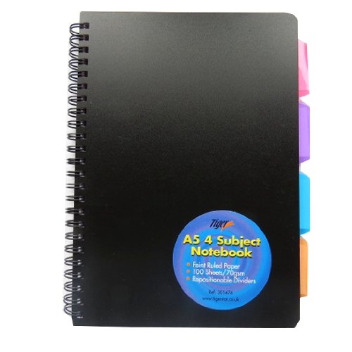 1 x Black A5 Spiral Bound PVC Covered Project Subject Notebook