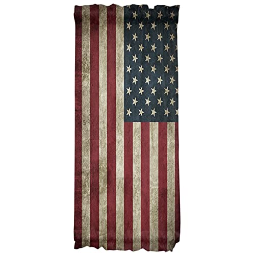 Litter Star Door Curtains Rod Pocket Privacy Doorway Window Curtain Panel Vintage American Flag French Door Drapes For Glass Door Patio Living Room, Patriots Memorial Day 25X40In #TOP5