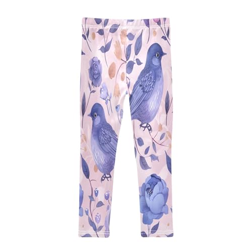 Toddler Girls Leggings Printed Yoga Pants Leggings Pink and Blue Pastel Colors Bird for Kids2