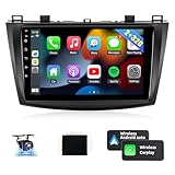 Naifay Car Radio for Mazda 3 2009-2013 with Wireless CarPlay Android Auto, 2+32G 9inch IPS Touchscreen Car Stereo for Mazda with Bluetooth/FM Audio Receivers/GPS/WiFi/SWC/Split Screen/Backup Camera