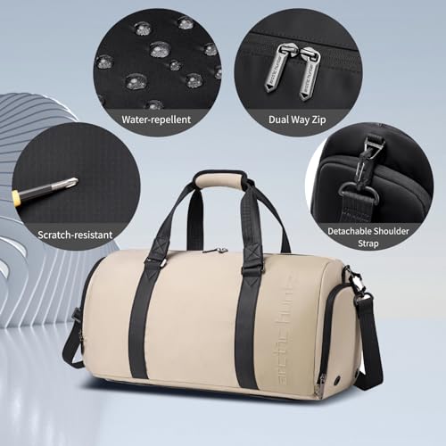 Image of Arctic Hunter Duffle Bag for Travel Gym Nylon 30L Office Hand Bag for Men Women Multiple-Pocket Nylon Water-Repellent Sports Duffel Bag with Shoes Compartment & Detachable Shoulder Strap (Khaki)