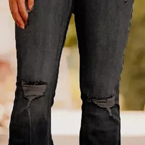 Ripped Jeans Womens Bell Bottom Raw Hem High Waist Y2k Boyfriend 2025 Trendy Fashion Stretch Long Denim Pants3