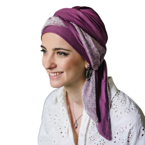CAREBELL Turbante Oncológico de Bambú Smooth Gala Malva · Quimioterapia y Alopecia · Muy Suave Transpirable y Sin Costuras Interiores · Ajustable para Mujer