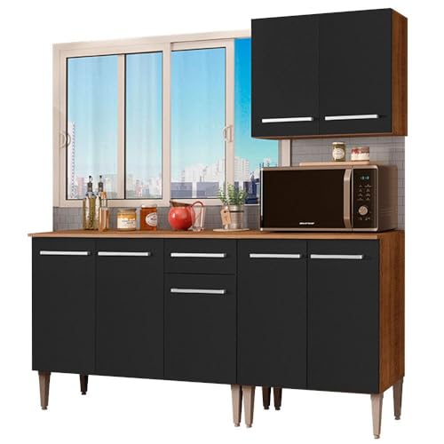 Catálogo de Cocina Integral para Parrilla al mejor precio. 50 Madesa Cocina Integral 169cm Emilly Free 01 - Marrón/Negro