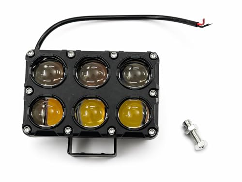 Image of 6 Lens LED Auxiliary Fog Light 40W for Motorcycle | 12V Waterproof Driving Lamp | Black Metal Body | Universal Fit Spotlight | With Mounting Bracket | High Brightness Beam