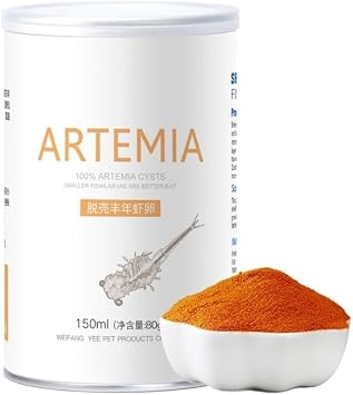 HEPBAK 150ml 80g Artemia Shelling Eggs Brine Shrimp Shelling Eggfood Aquarium Hatching Tropic Fish Food for Feeding Baby Fishes