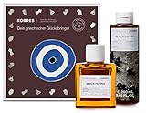 KORRES BLACK PEPPER Duftset für Ihn, Geschenkset aus 50 ml EDT + 250 ml Duschgel + Evil Eye Glücksbringer