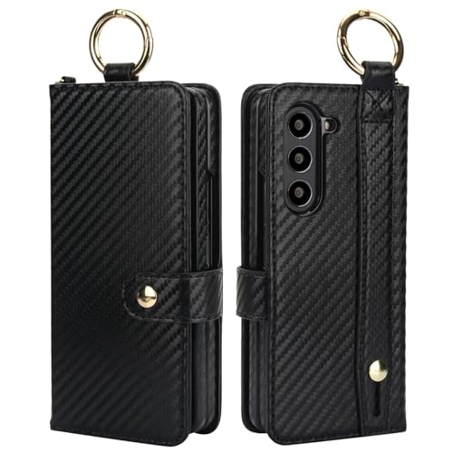 Protégez votre Galaxy Z Fold 5 sans encombre avec cet étui portefeuille noir à bandoulière