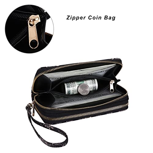 Image of Cellphone Wallet for Women Dual Zipper Long Purse with Removable Wristlet