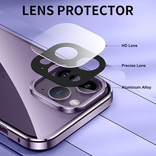 Jonwelsy Anti Peeping Case for iPhone 14 Pro Max, 360 Degree Front and Back Privacy Tempered Glass Cover, Anti SPY Screen, Anti Peep Magnetic Adsorption Metal Bumper for iPhone 14 Pro Max (Purple)