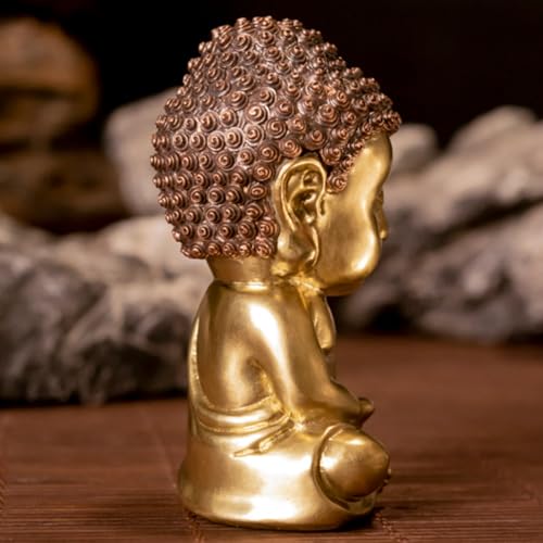 Statuette bouddhiste cuivre ornement Bouddha compact solide de bureau - 4