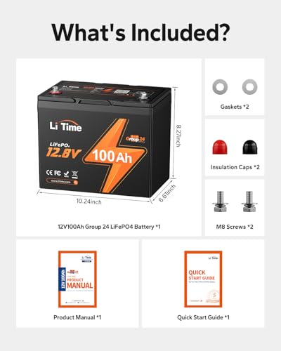 Image of LiTime 3 Pack 12V 100Ah RV Lithium Battery,Group 24 Rechargeable LiFePO4 Battery with Up to 15000 Cycles, 1.28kWh and Higher Energy Density, Perfect for Trolling Motors, Boat, Marine, Solar etc.