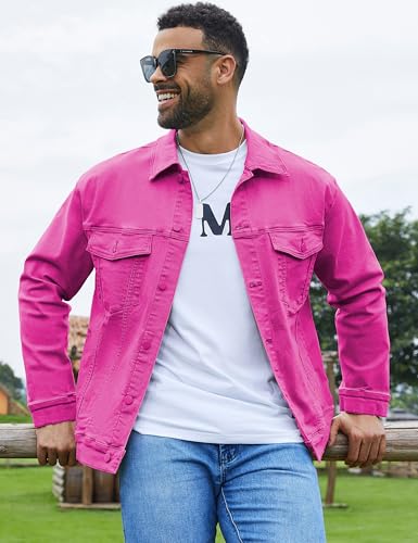 Image of Bindefon Denim Jackets for Men Trucker Jean Jacket Unlined Coats Spring Fall Outfits