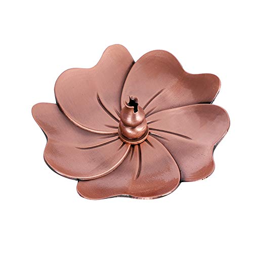 お香立て 線香立て レトロ 香炉 合金 蓮花/桜花香皿 ひょうたん香立て付き 渦巻き香/線香ホルダー インセンスホルダー 薫香皿 茶道 香道 仏壇用皿 仏具 ヨガ 茶室 インテリア 工芸品 リラックス 癒やし 桜花 赤銅