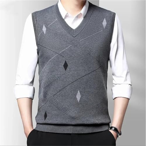 Men's Wool Plaid Knitted Pullover Sweater Casual V-Neck Casual Business Outwear Tops3