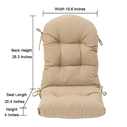 Image of QILLOWAY Outdoor High Back Chair Cushion for Adirondack, All Weather Rocking Chair Cushions Thick Padded Replacement for Patio Furniture,Beige,Sand,Camel
