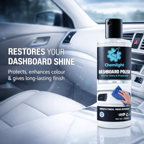 Image of Chemlight Dashboard Polish 200 ml for Car Interior | Shine-Enhancing for Plastic & Vinyl Surfaces | Dust-Resistant Layer for Neat & Clean Look | Easy Wipe Use for Console & Panels | Smooth Finish