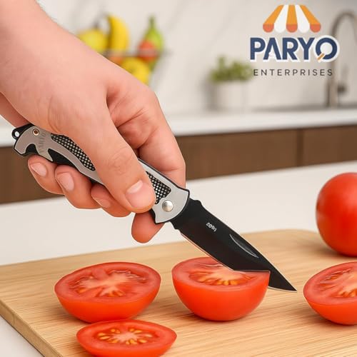 Image of PARYO Star Shield Multipurpose Knife | Compact Carbon Steel Utility Knife for Kitchen, Home & Office Use | Manual Cutting Tool for Vegetables, Fruits, Packaging & DIY Tasks (Silver, Pack of 1)